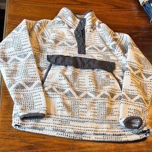 Carhartt Cream and Gray Textured Pullover Geometric Relaxed Fit Size 4/6